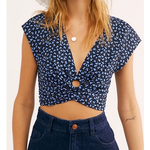 Free People Tops - Free People Havana Honey Crop Top Size M Midnight Combo